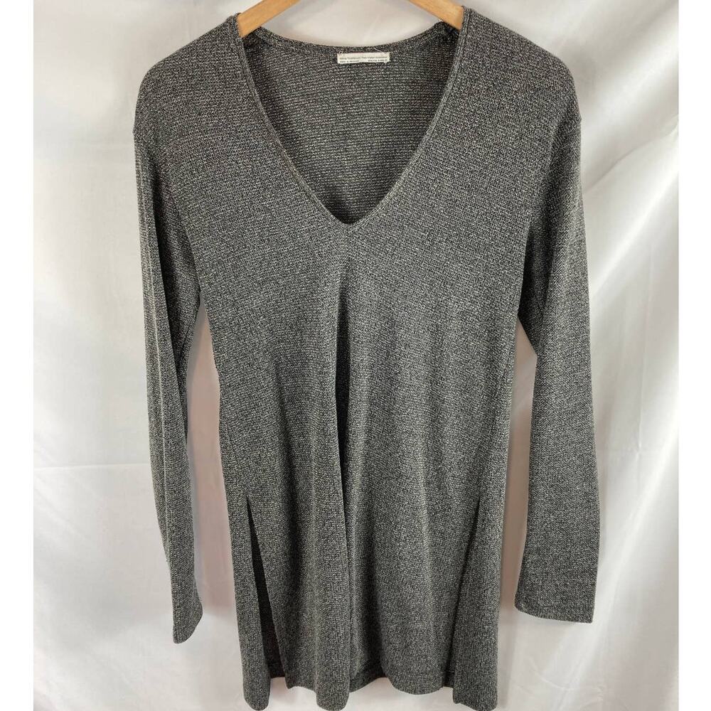 Zara Longline Side Slit Long Sleeve V Neck Top size Small